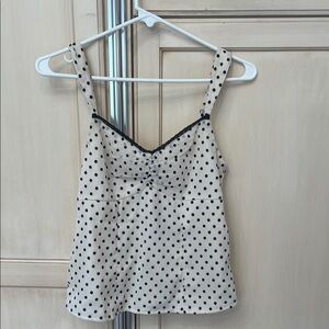 Hollister Black and White Polka Dot Lace Trim Chiffon Tank- NWT